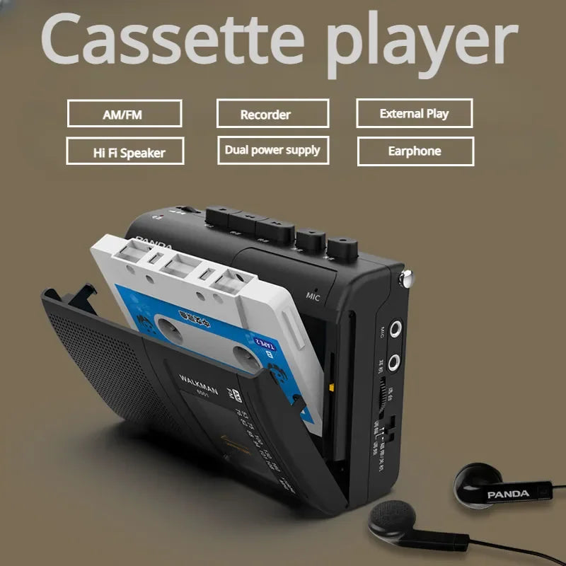 Lecteur de cassette rétro avec haut parleur et radio FM