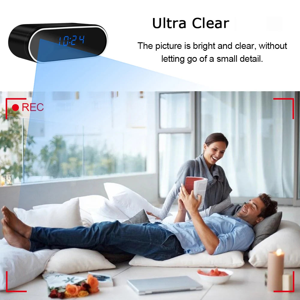 Caméra Espion WiFi HD 1080P Dissimulée dans un Réveil – Vision Nocturne IR – Enregistrement DVR – Surveillance Domestique Sans Fil
