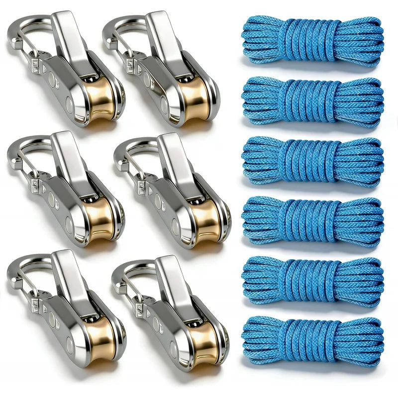 Lot de 6 Tendeurs de Corde + 6 Sangles – Système de Serrage Réglable