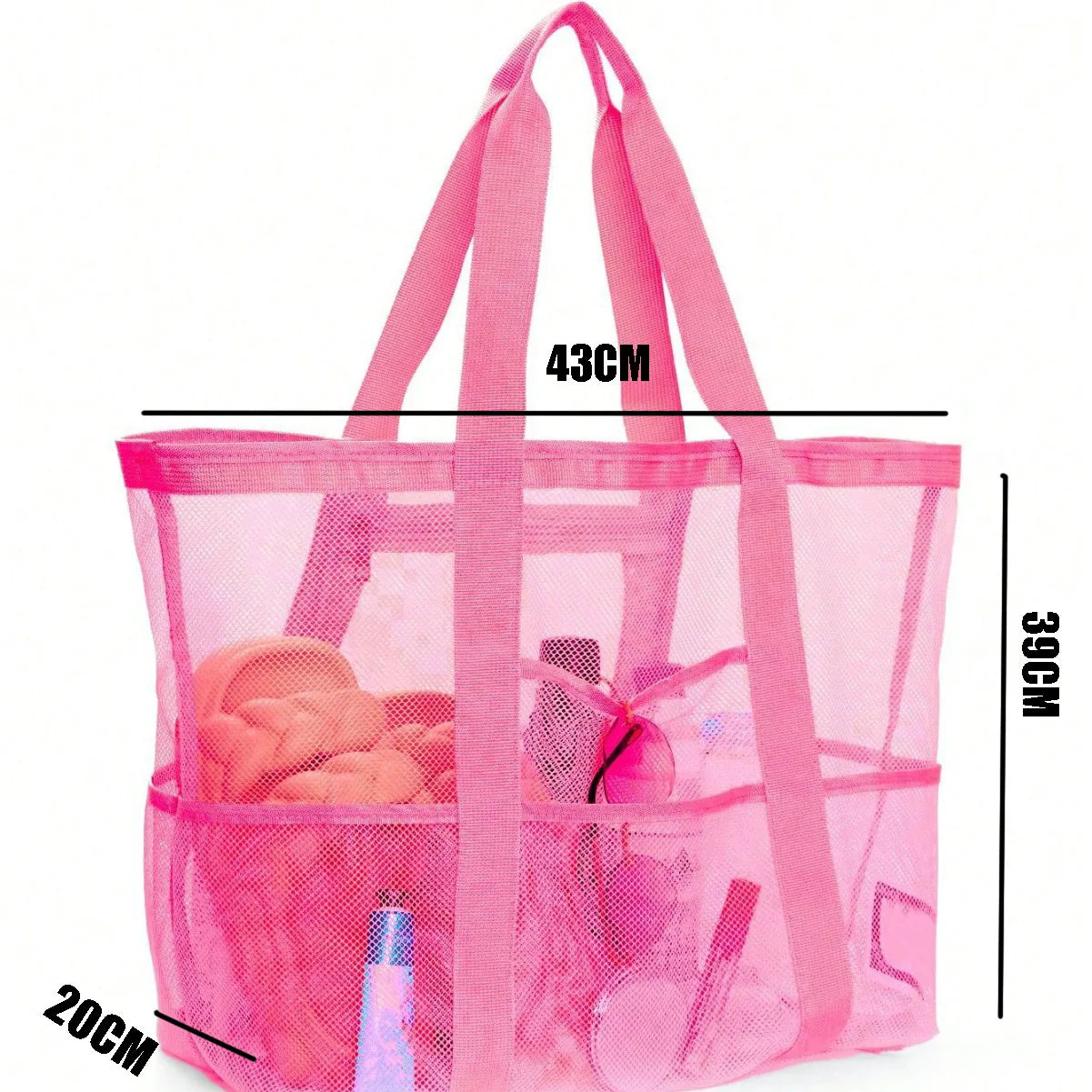 Grand Sac de Plage en Maille Grande Capacité avec 9 Poches – Séchage Rapide et Design Anti-Sable