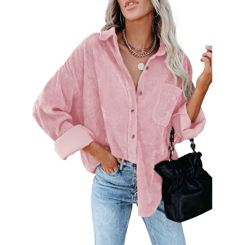 Chemise oversize en velour cotelé - Femme