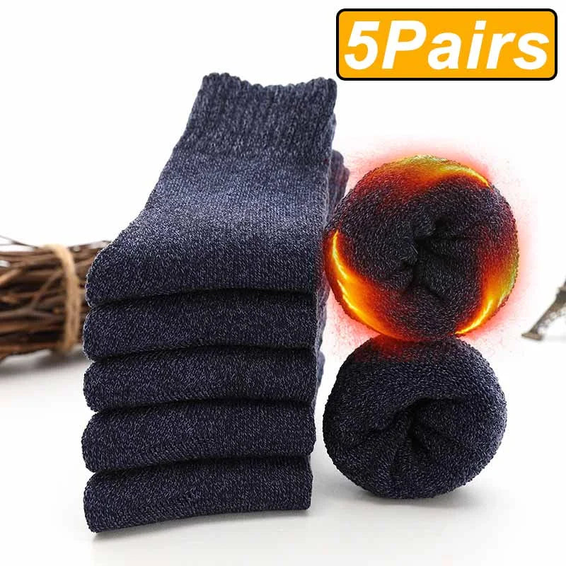 5 Paires de Chaussettes en laine mérinos Chaudes et confortables