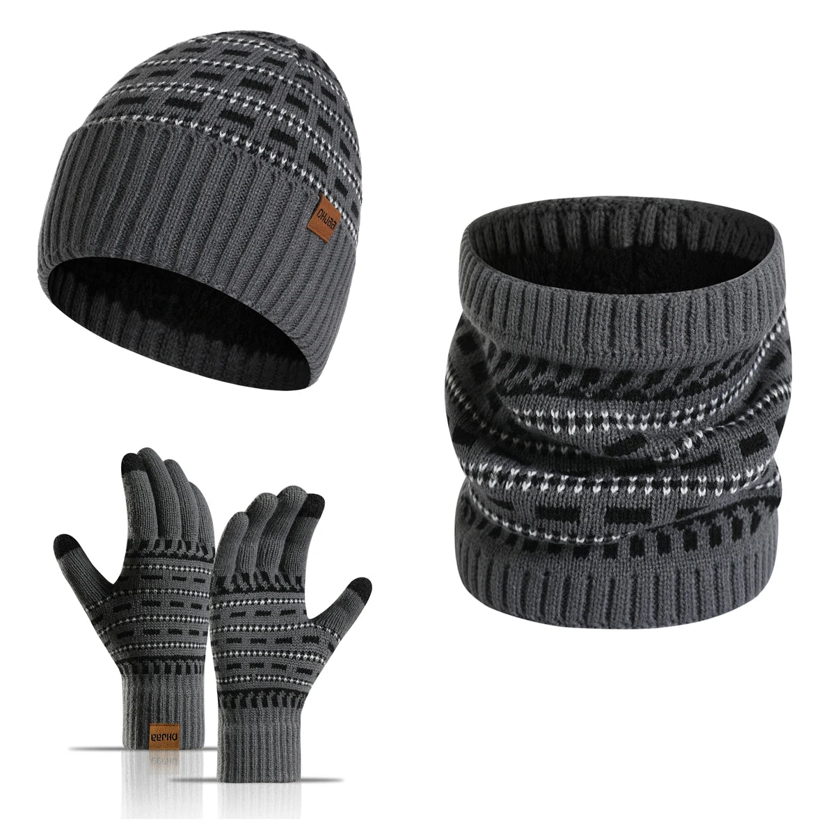 Set Bonnet, Gants & Écharpe Chauds Homme