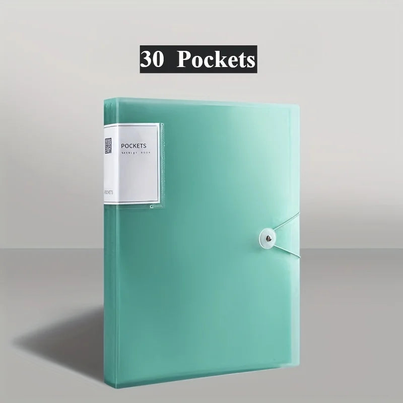 Porte-Vues avec Pochettes Transparentes & Fermeture à Élastique pour Rangement Documents – 20/30/40/ 60 Pages