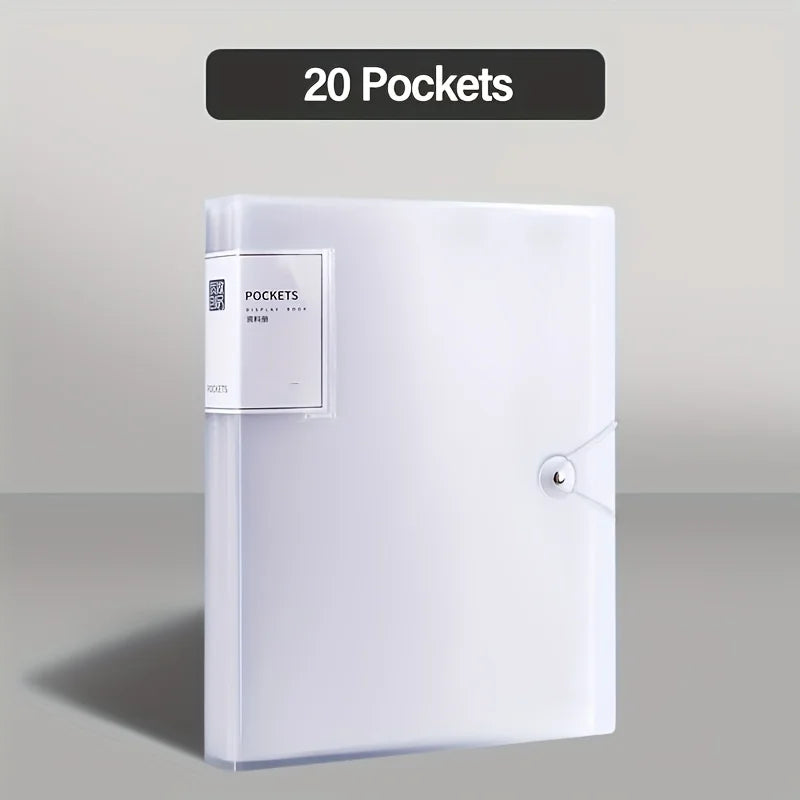 Porte-Vues avec Pochettes Transparentes & Fermeture à Élastique pour Rangement Documents – 20/30/40/ 60 Pages