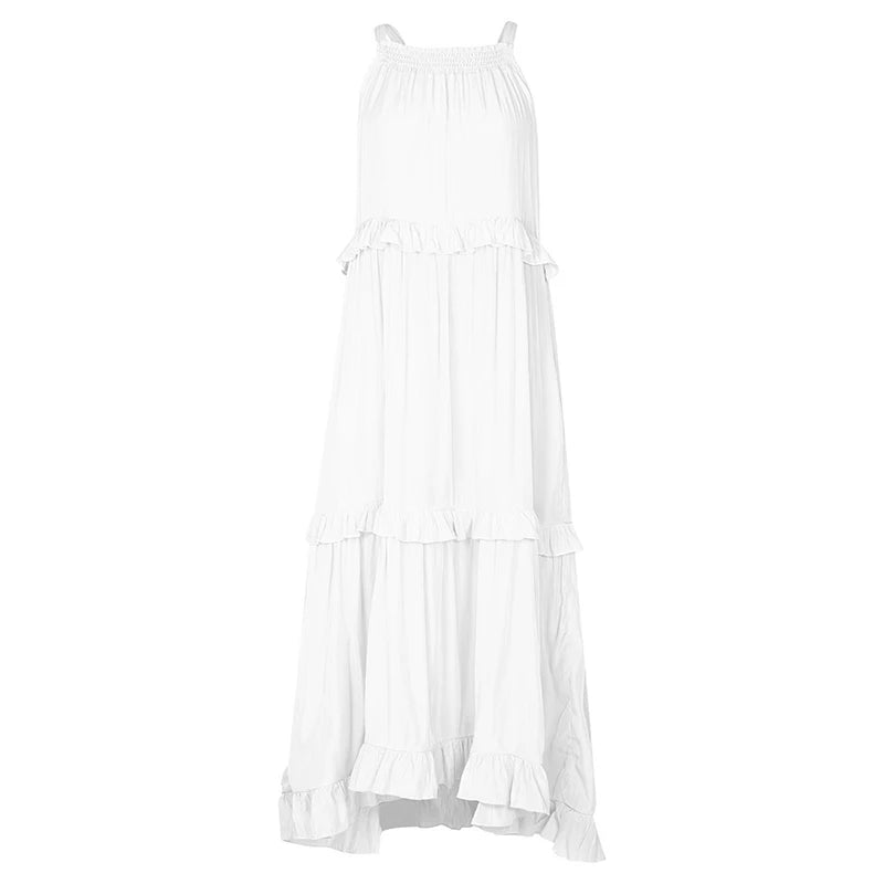 Robe Longue Femme à Volants – Maxi Robe Élégante Sans Manches pour Plage et Soirée Été 2026