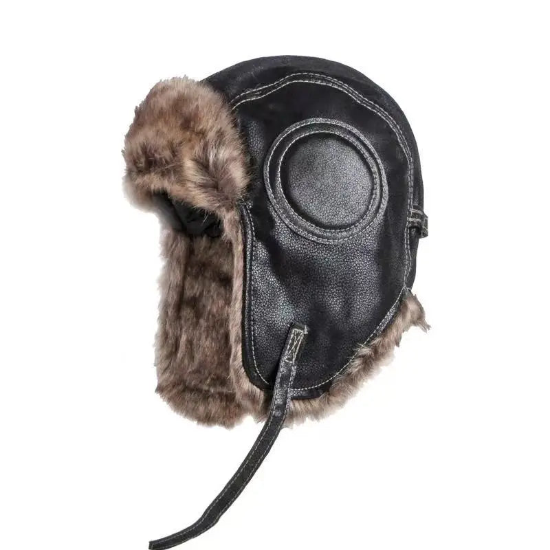 Chapka Russe Aviateur avec Lunettes Rétro – Bonnet d’Hiver Fourré, Cache-Oreilles Chauds – Homme & Femme