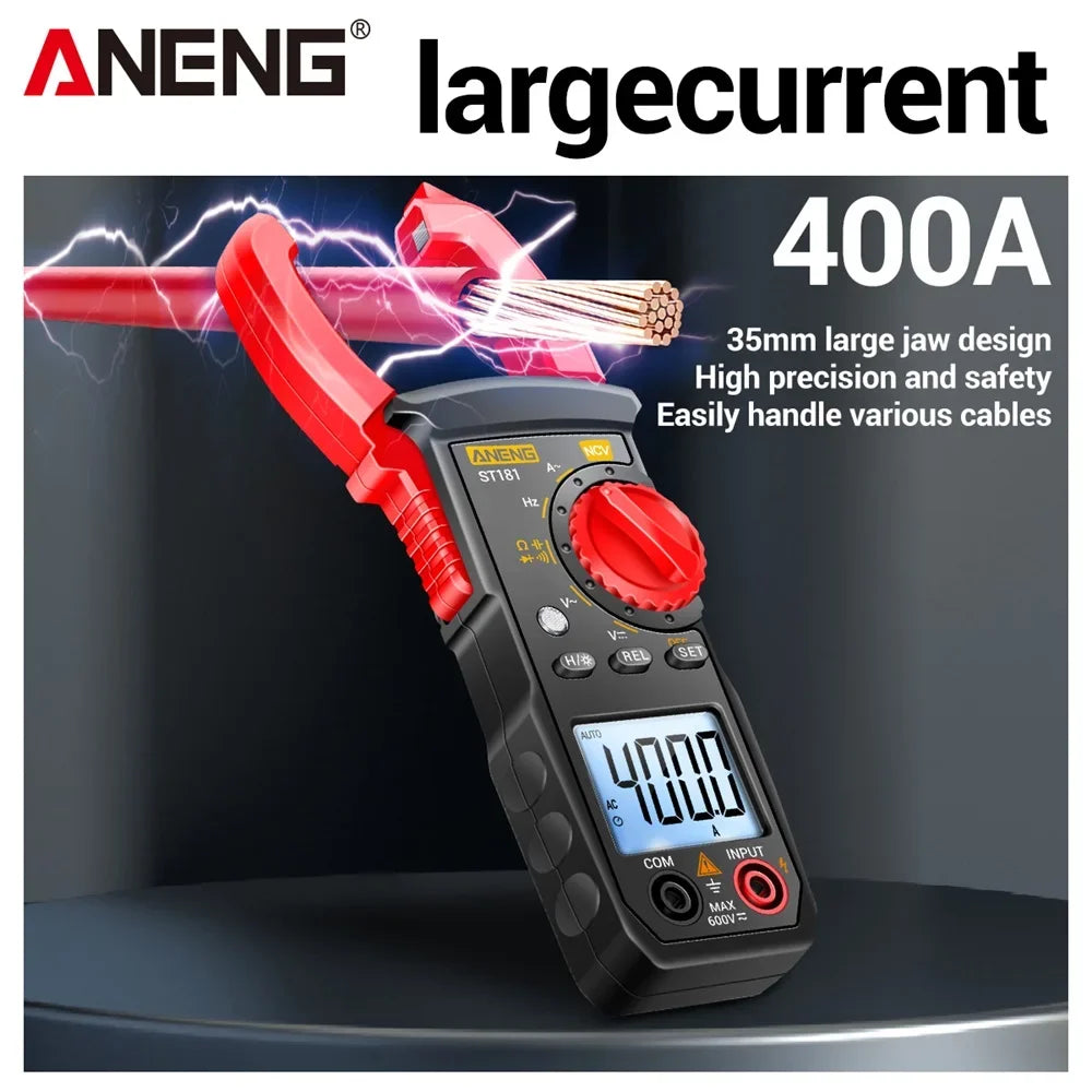 Multimètre Numérique à Pince ANENG ST181 – 4000 Points, NCV, Ampèremètre, Voltmètre et Ohmmètre