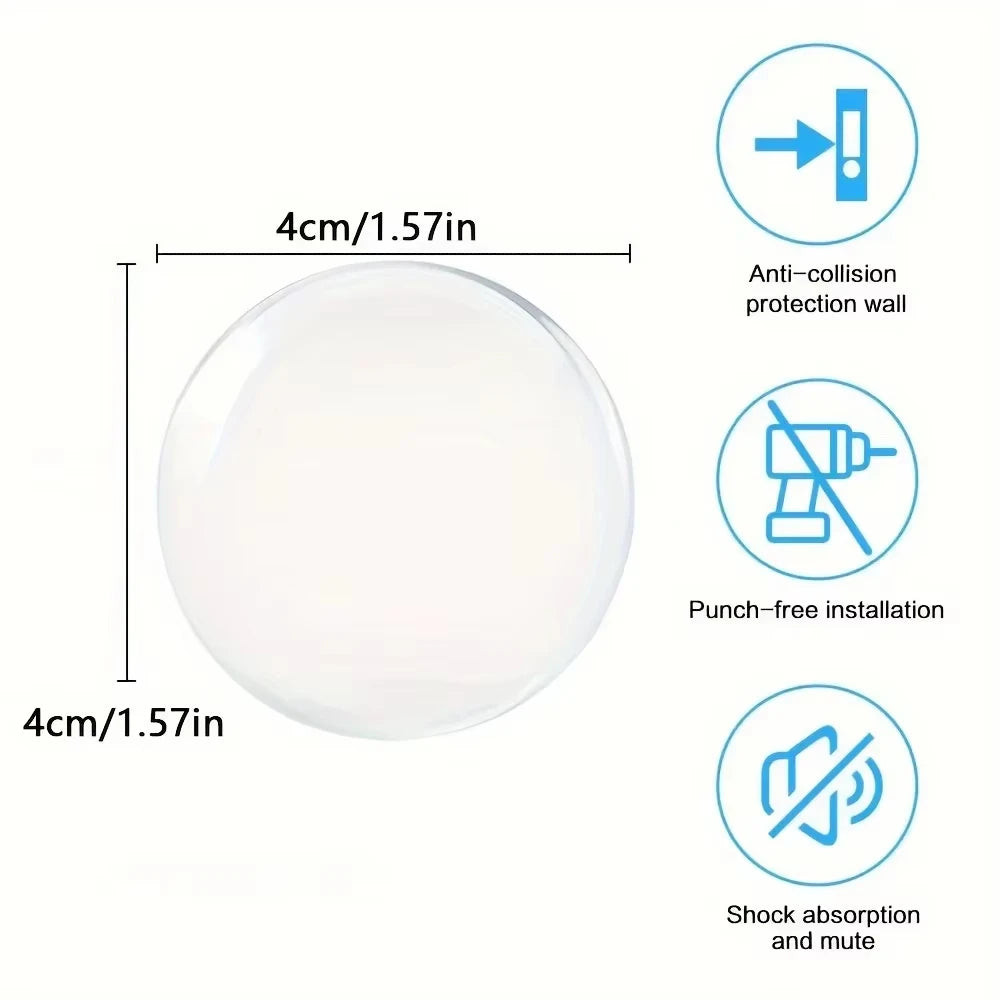 Lot de 12 Protections Murales Adhésives Transparentes pour Poignée de Porte – Amortisseur Anti-Choc & Anti-Bruit en Caoutchouc Souple