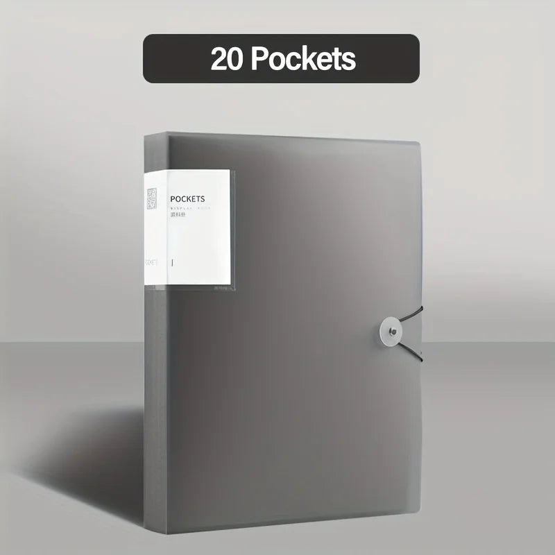 Porte-Vues avec Pochettes Transparentes & Fermeture à Élastique pour Rangement Documents – 20/30/40/ 60 Pages