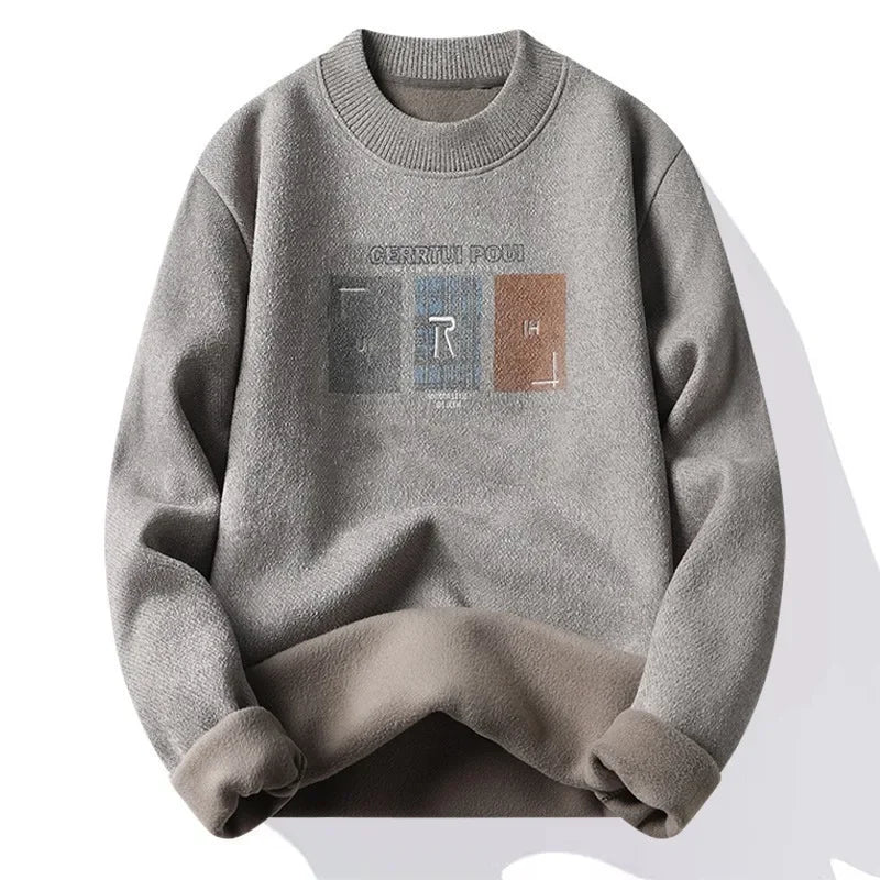 Pull en Maille à Col Rond et Logo Brodé Homme