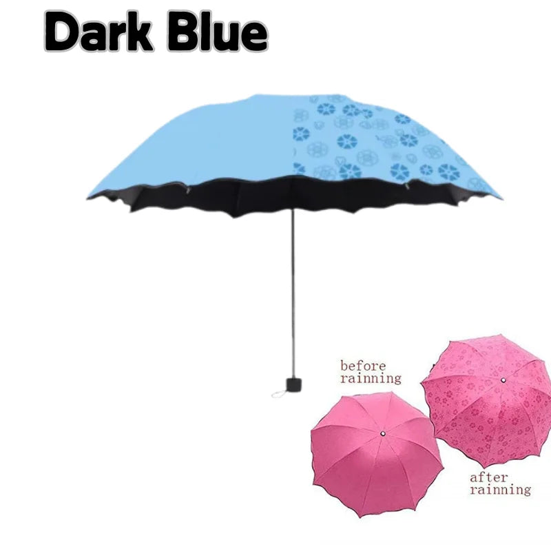 Parapluie Magique Pliant à Fleurs – Motifs qui Changent de Couleur sous la Pluie – Anti-UV, Compact & Portable