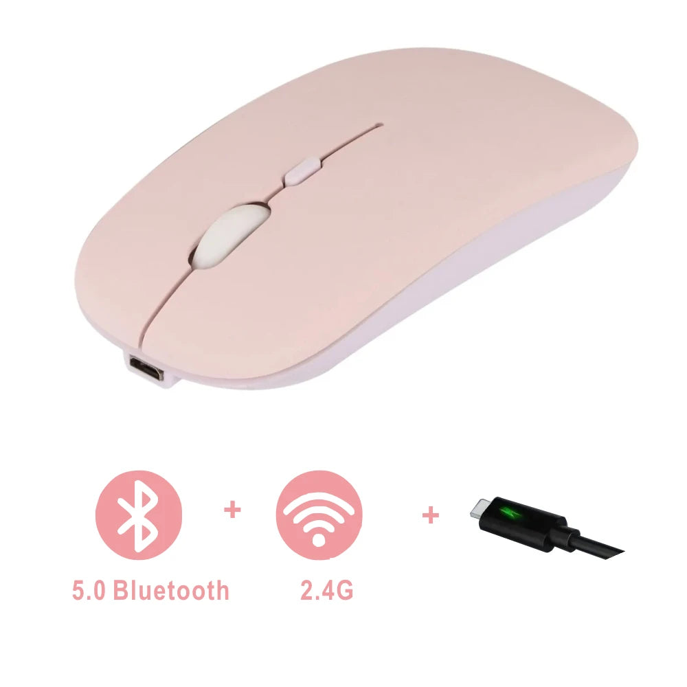 Souris Sans Fil Double Mode Bluetooth & 2,4 GHz – Rechargeable, Silencieuse et DPI Réglable