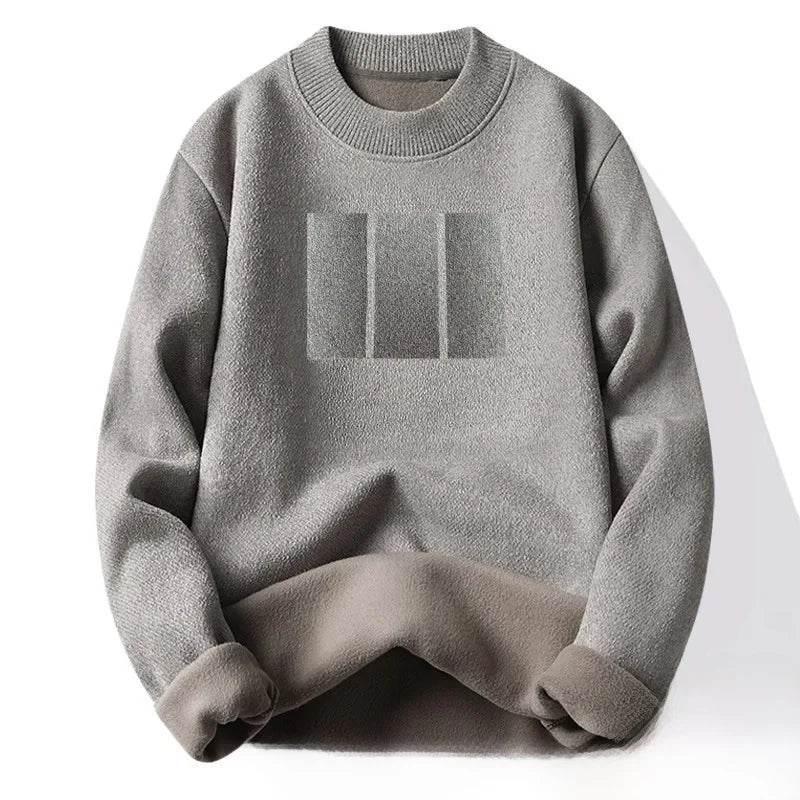 Pull en Maille à Col Rond et Logo Brodé Homme