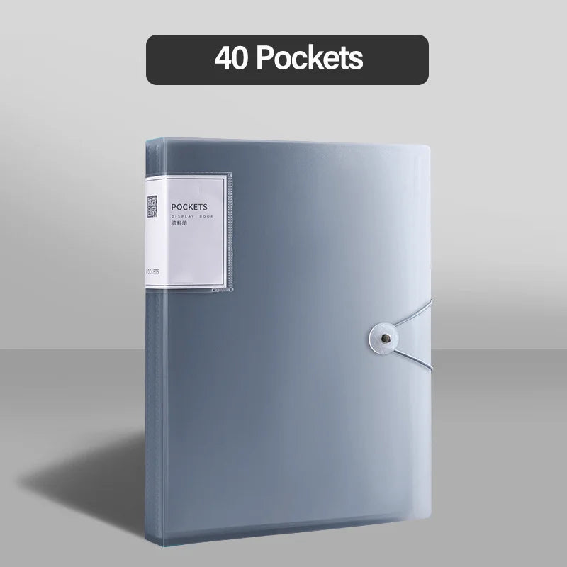 Porte-Vues avec Pochettes Transparentes & Fermeture à Élastique pour Rangement Documents – 20/30/40/ 60 Pages