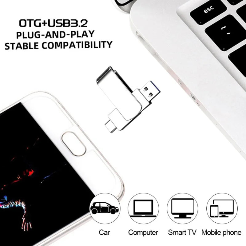Clé USB 3.2 Jusqu'à 16TB + Adaptateur Type-C OFFERT