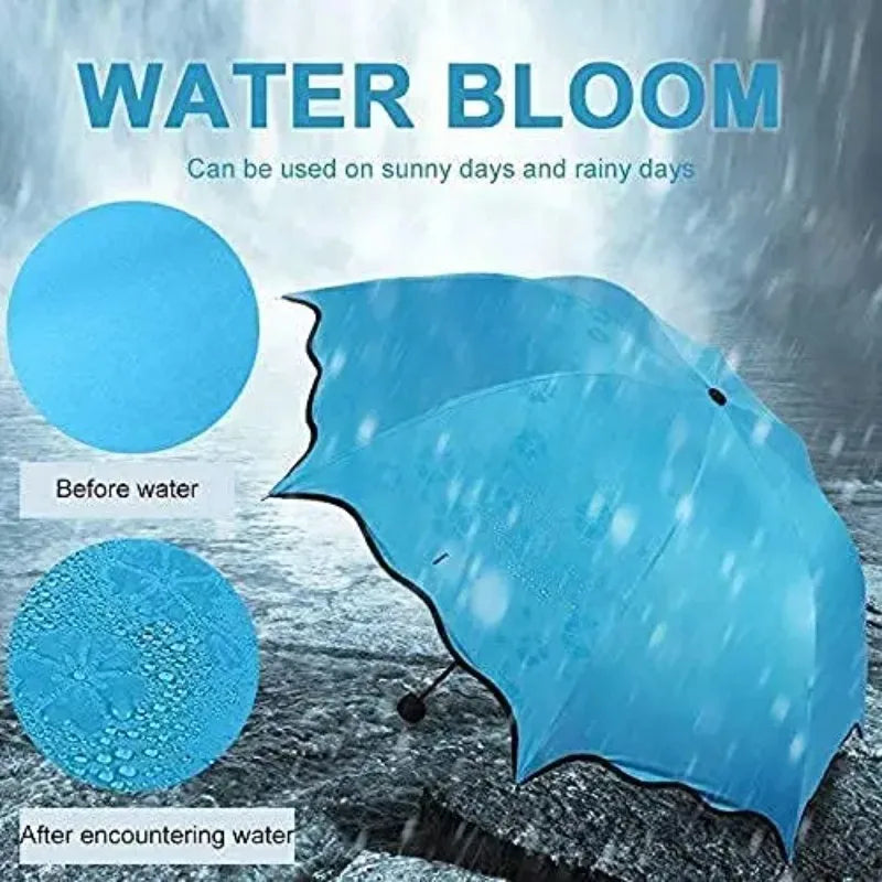 Parapluie Magique Pliant à Fleurs – Motifs qui Changent de Couleur sous la Pluie – Anti-UV, Compact & Portable