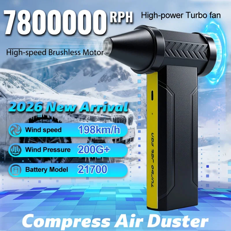Mini Souffleur d'Air Turbo 130000 tr/min 3 Vitesses — Nettoyage Voiture & PC