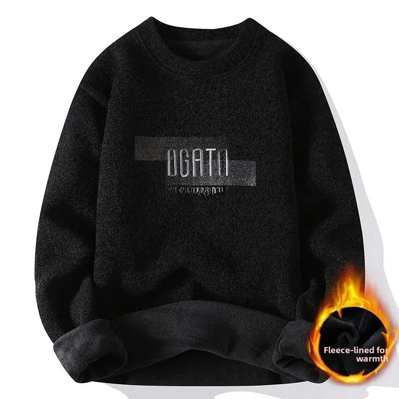 Pull en Maille à Col Rond et Logo Brodé Homme