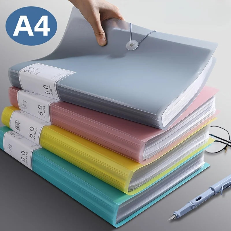 Porte-Vues avec Pochettes Transparentes & Fermeture à Élastique pour Rangement Documents – 20/30/40/ 60 Pages
