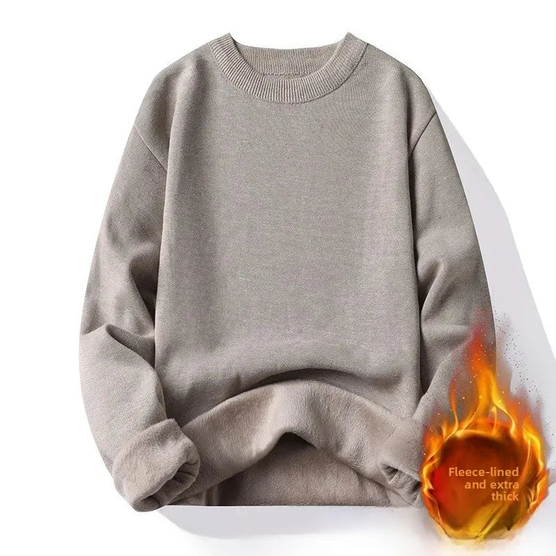 Pull en Maille à Col Rond et Logo Brodé Homme