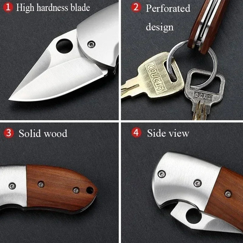 Couteau Pliant Élégant – Acier Inox & Bois