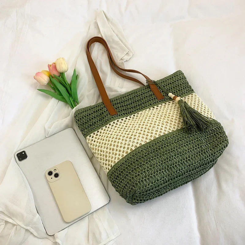 Grand Sac Fourre-Tout Bohème en Lin Tressé
