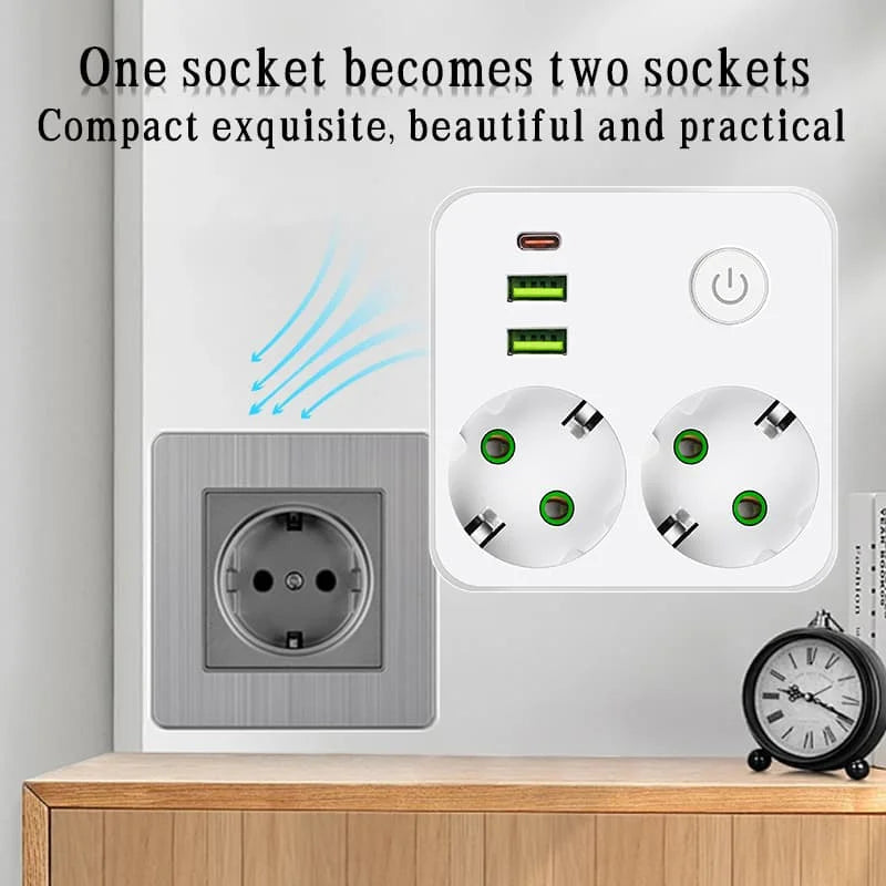 Prise Murale Double avec USB & Type-C – 2500W