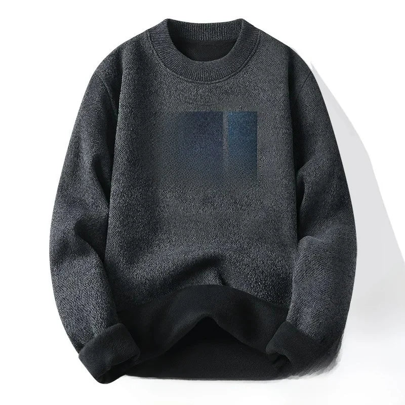 Pull en Maille à Col Rond et Logo Brodé Homme