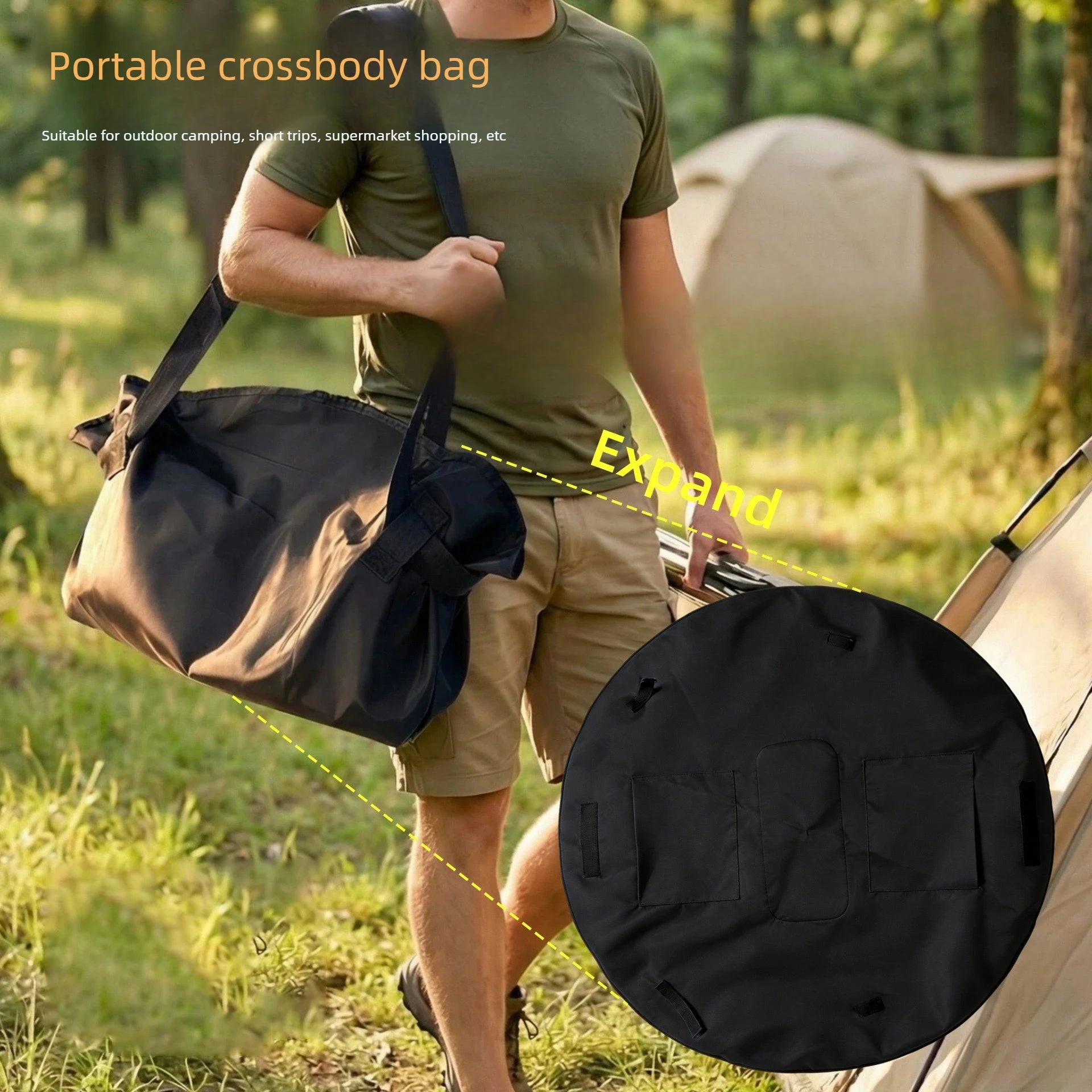 Foldable Travel Bag Large Capacity – Waterproof Tote Bag with Picnic Mat Included