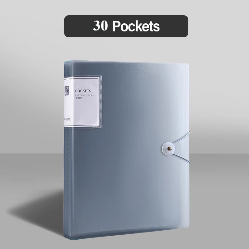 Porte-Vues avec Pochettes Transparentes & Fermeture à Élastique pour Rangement Documents – 20/30/40/ 60 Pages