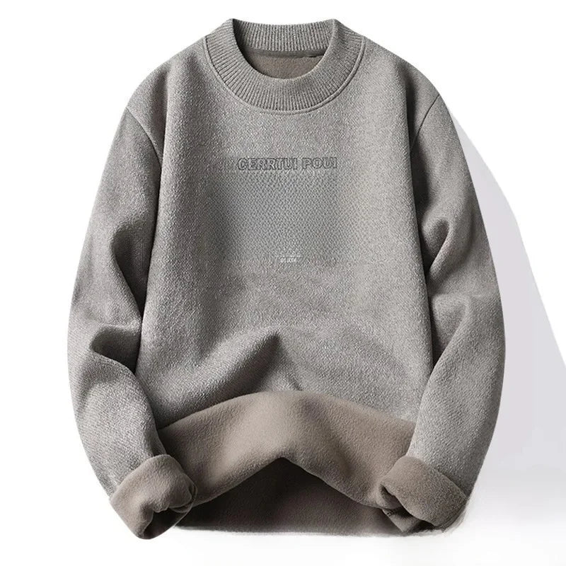 Pull en Maille à Col Rond et Logo Brodé Homme