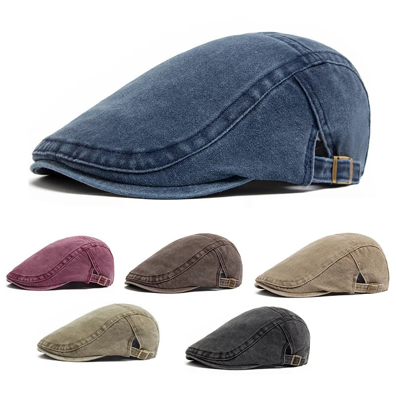 Béret Vintage en Denim Réglable Homme