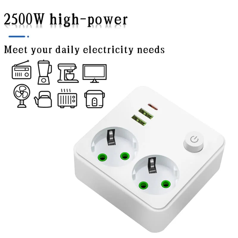 Prise Murale Double avec USB & Type-C – 2500W