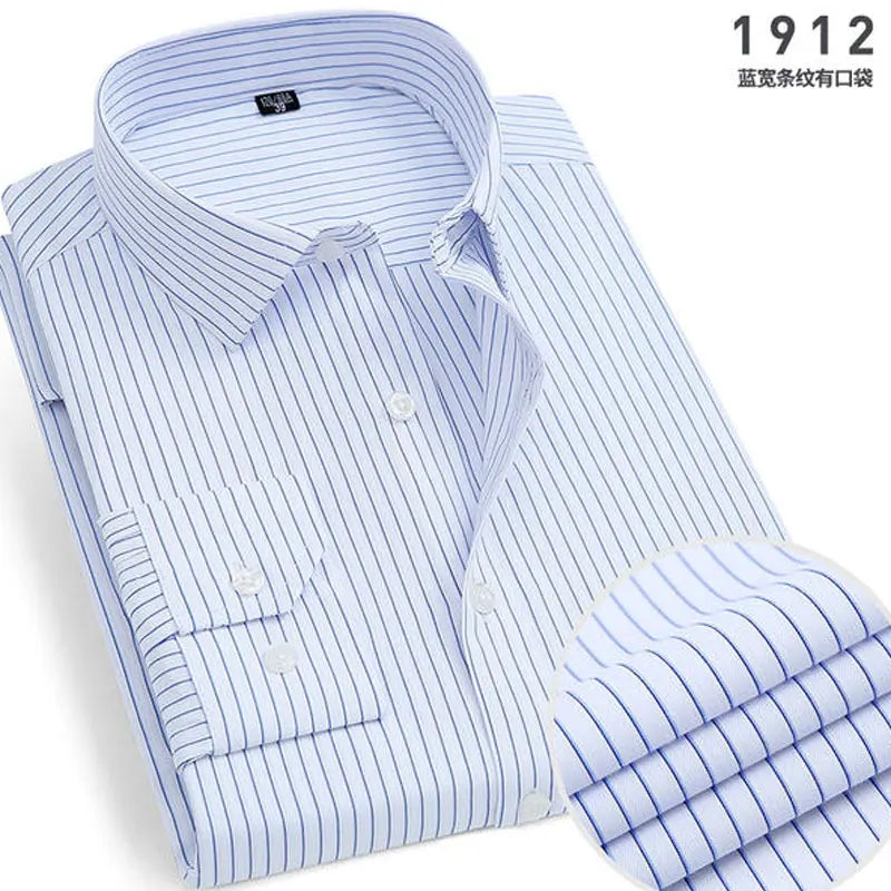Chemise Homme à Rayures & Manches Longues – Sans Repassage, Anti-froissage et Respirante