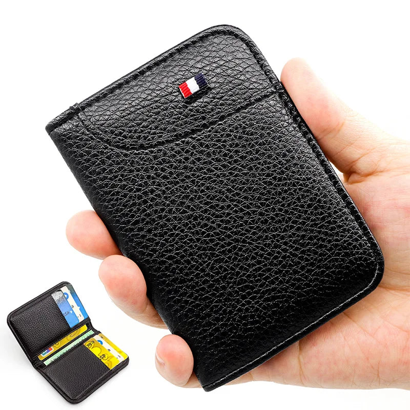 Portefeuille Homme Ultra-Fin en Cuir PU – Mini Porte-Cartes Compact & Léger