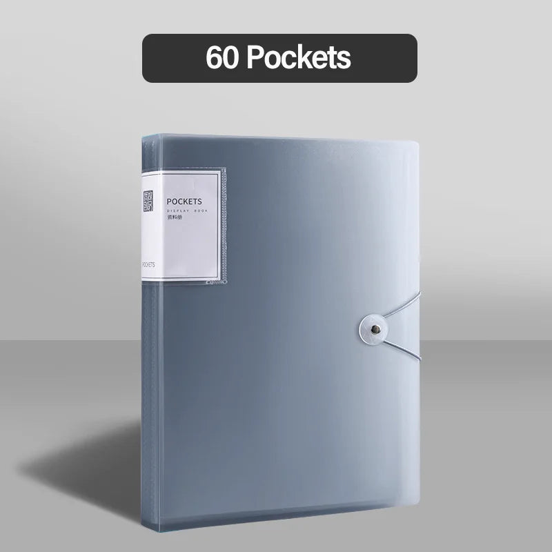 Porte-Vues avec Pochettes Transparentes & Fermeture à Élastique pour Rangement Documents – 20/30/40/ 60 Pages