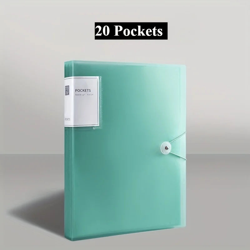 Porte-Vues avec Pochettes Transparentes & Fermeture à Élastique pour Rangement Documents – 20/30/40/ 60 Pages
