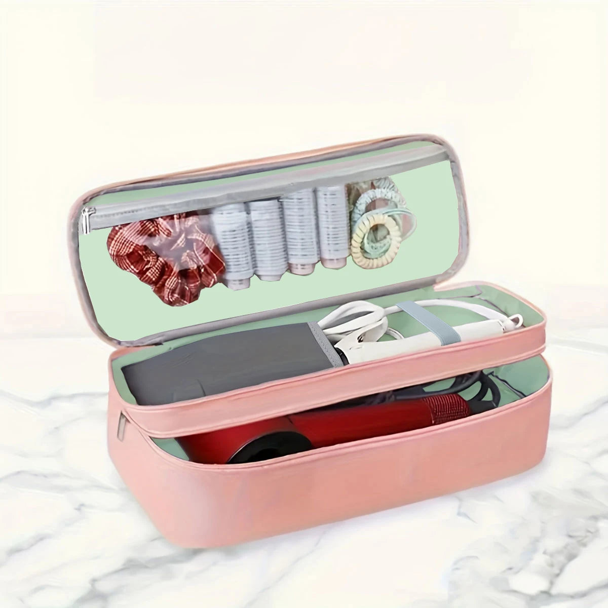 Mallette de Transport à Double Compartiment – Sac Organisateur pour Sèche-Cheveux, Brosse à Air Chaud et Accessoires