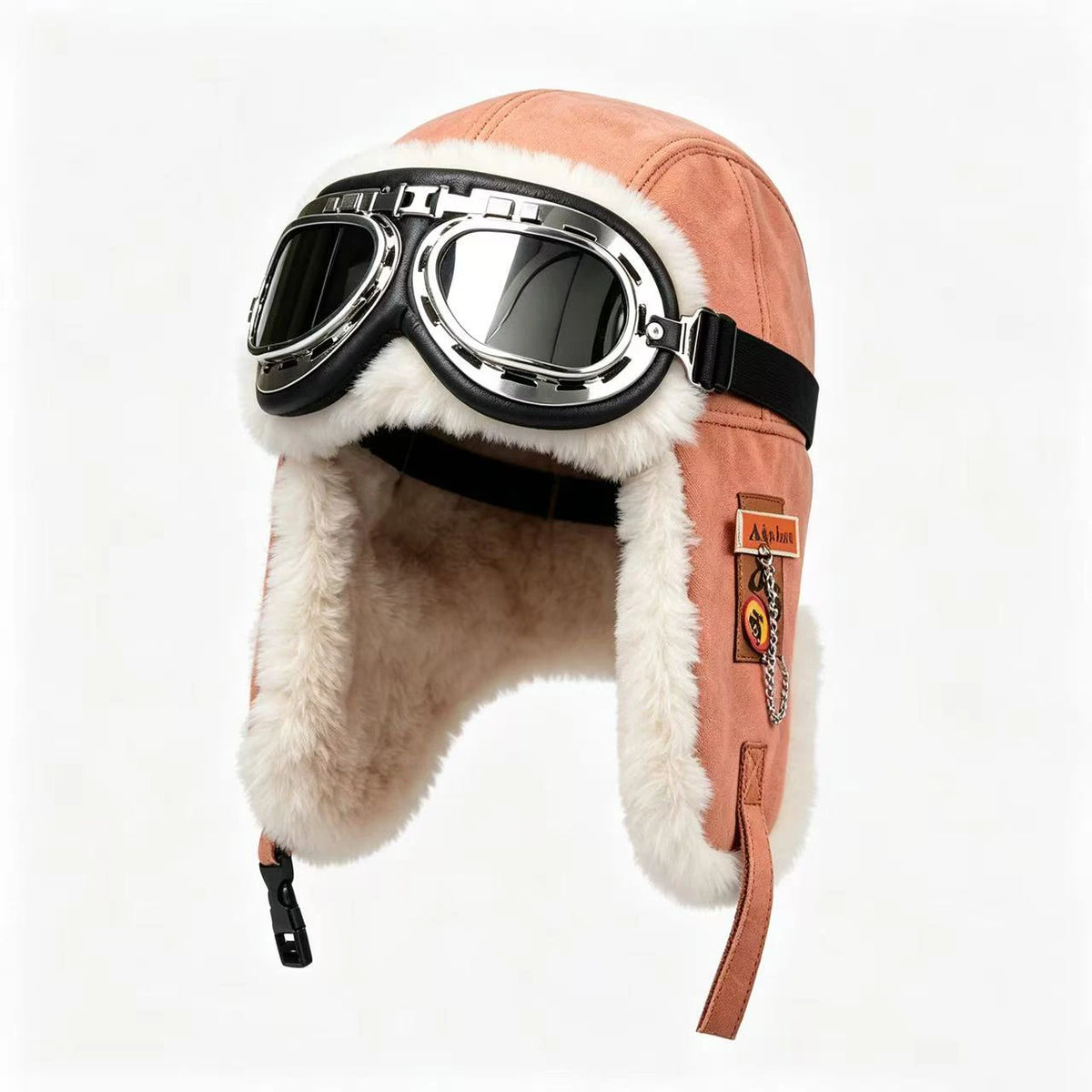 Chapka Russe Aviateur avec Lunettes Rétro – Bonnet d’Hiver Fourré, Cache-Oreilles Chauds – Homme & Femme