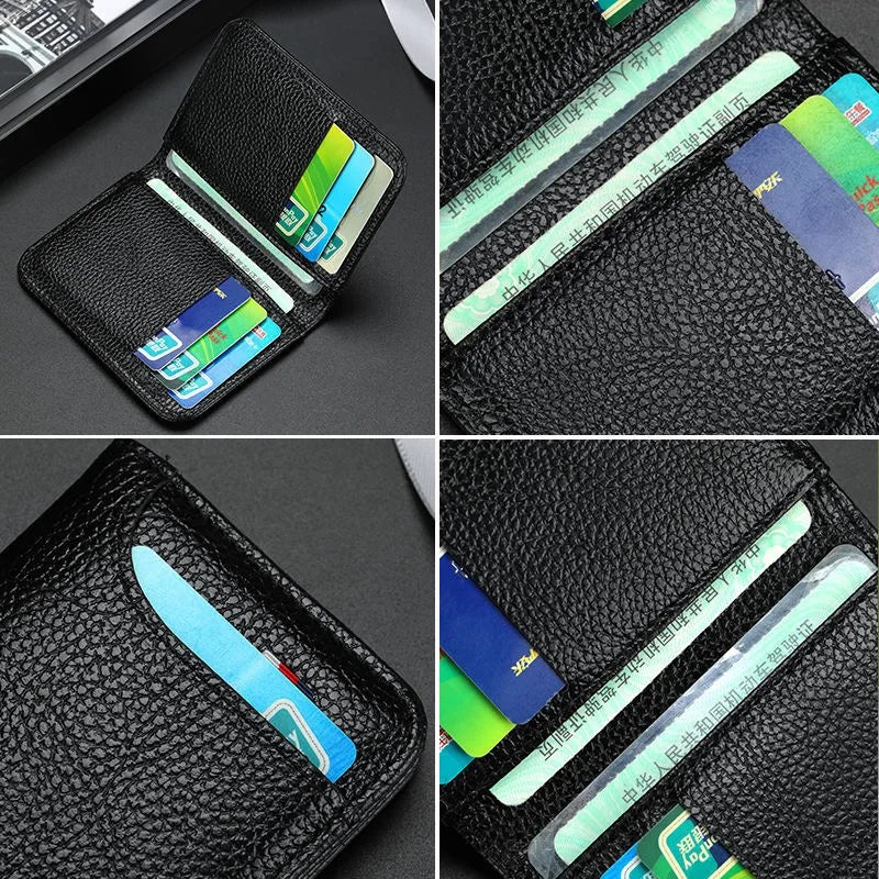 Portefeuille Homme Ultra-Fin en Cuir PU – Mini Porte-Cartes Compact & Léger