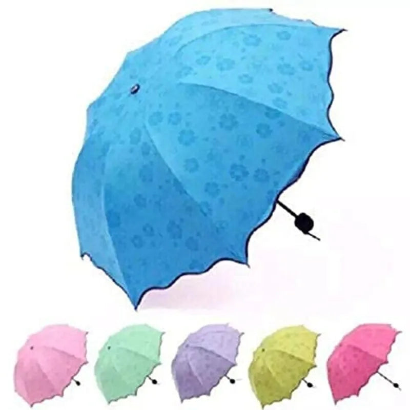 Parapluie Magique Pliant à Fleurs – Motifs qui Changent de Couleur sous la Pluie – Anti-UV, Compact & Portable