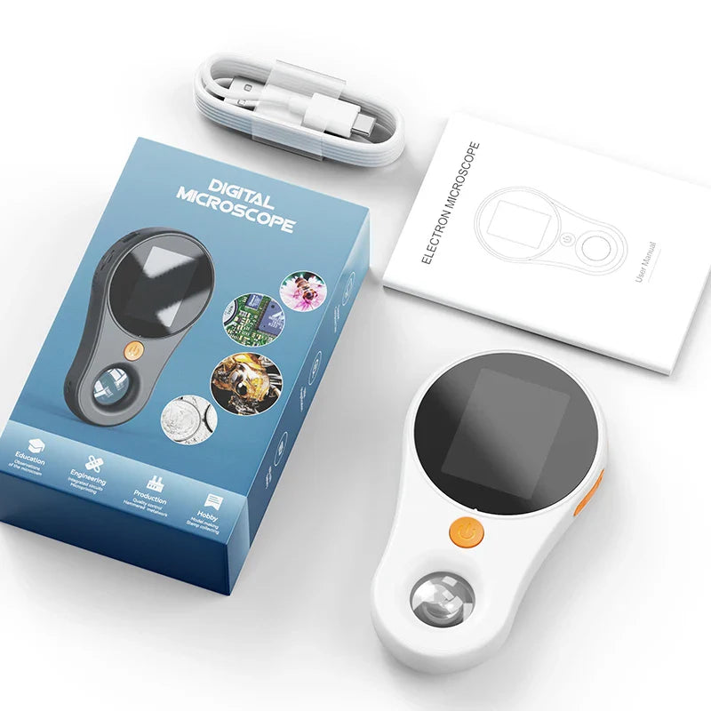 Microscope Loupe Numérique Portable 500X avec 8 LEDs Écran IPS 2 pouces
