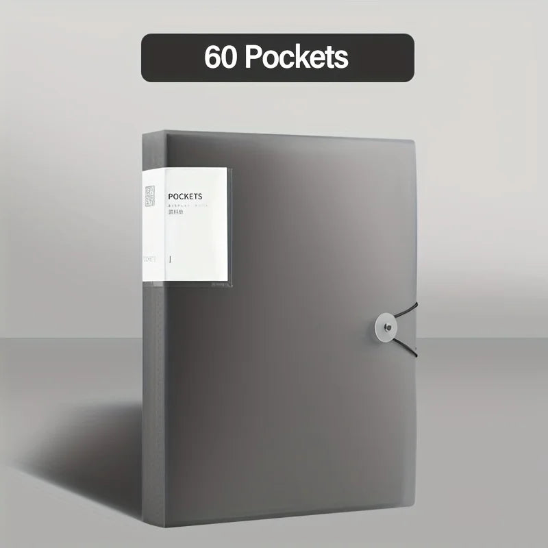 Porte-Vues avec Pochettes Transparentes & Fermeture à Élastique pour Rangement Documents – 20/30/40/ 60 Pages