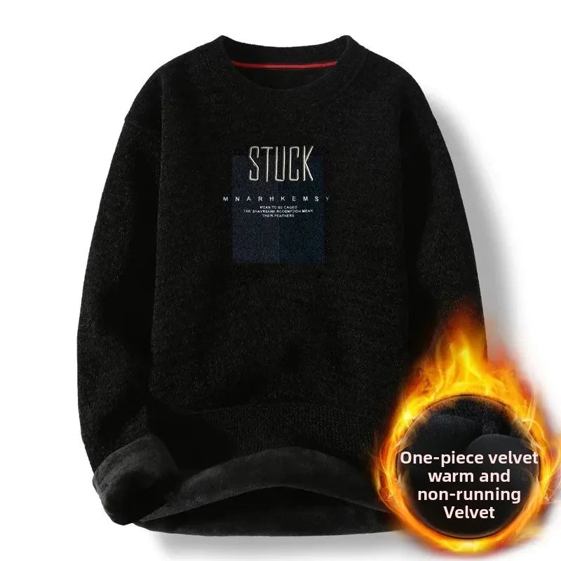 Pull en Maille à Col Rond et Logo Brodé Homme