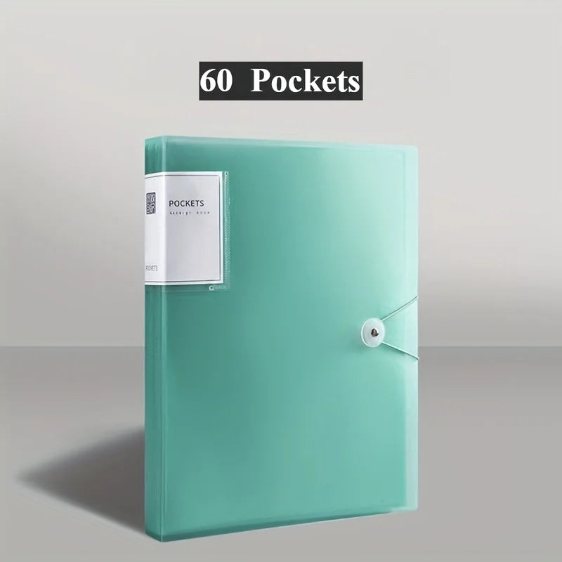 Porte-Vues avec Pochettes Transparentes & Fermeture à Élastique pour Rangement Documents – 20/30/40/ 60 Pages