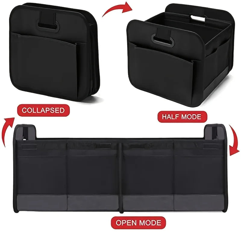 Organisateur de Coffre de Voiture Pliable – Grande Capacité, Multi-Compartiments en Tissu Oxford – Voiture, SUV & Fourgon