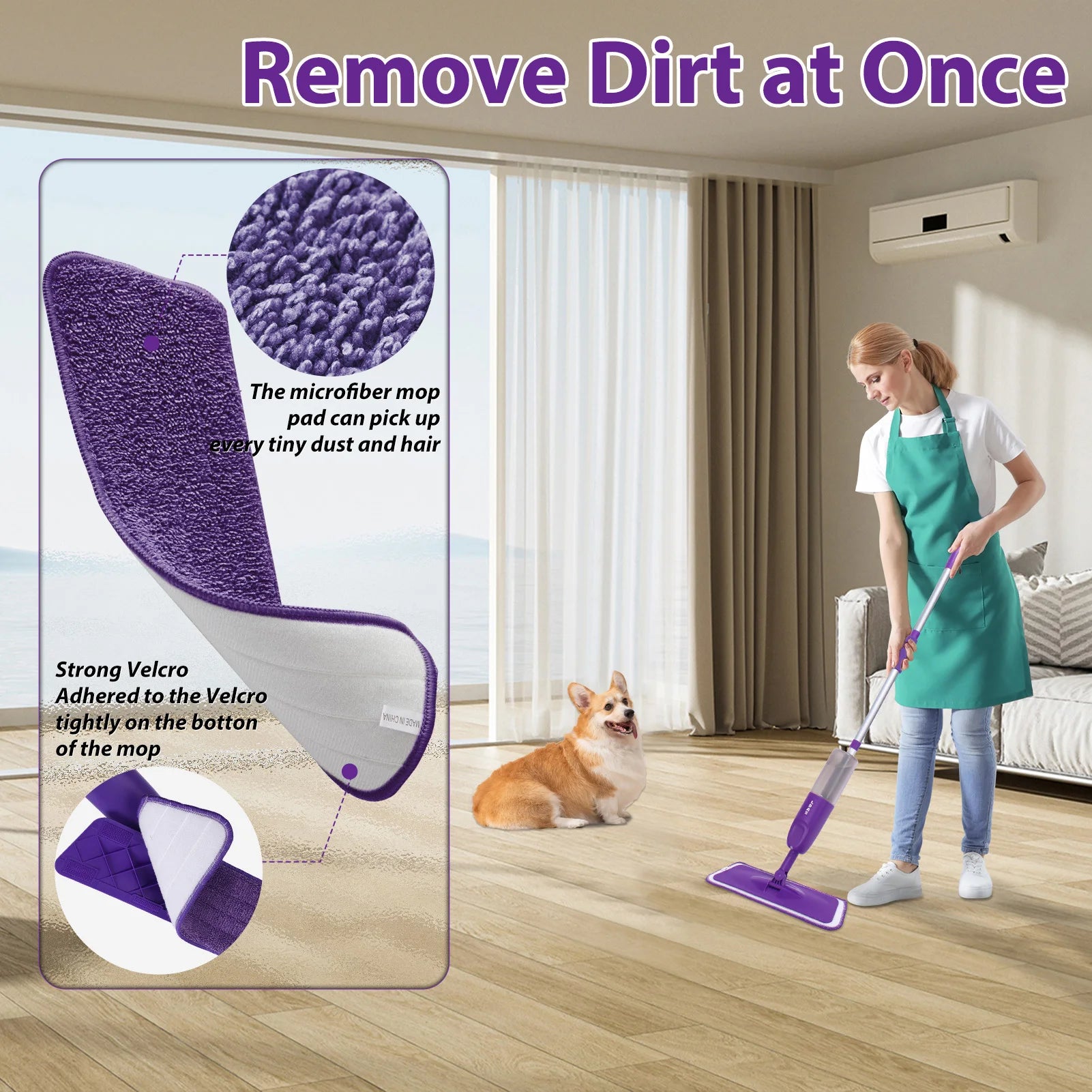 Balai Pulvérisateur Humide & Sec – Nettoyage Facile + 3 Tampons Microfibres