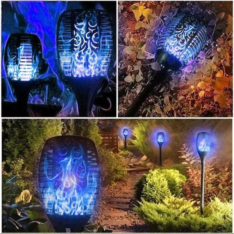 Torche à Flamme Solaire Étanche pour Décoration de Jardin - 4 pièces