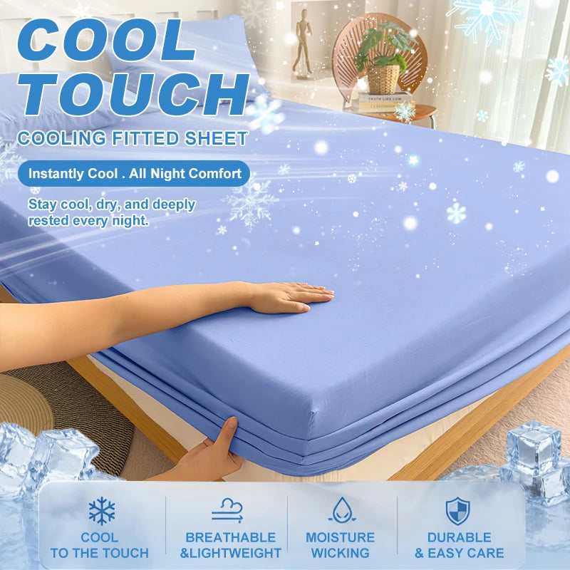 Drap-Housse Rafraîchissant d’Été – Tissu Respirant, Doux pour la Peau avec Bande Élastique